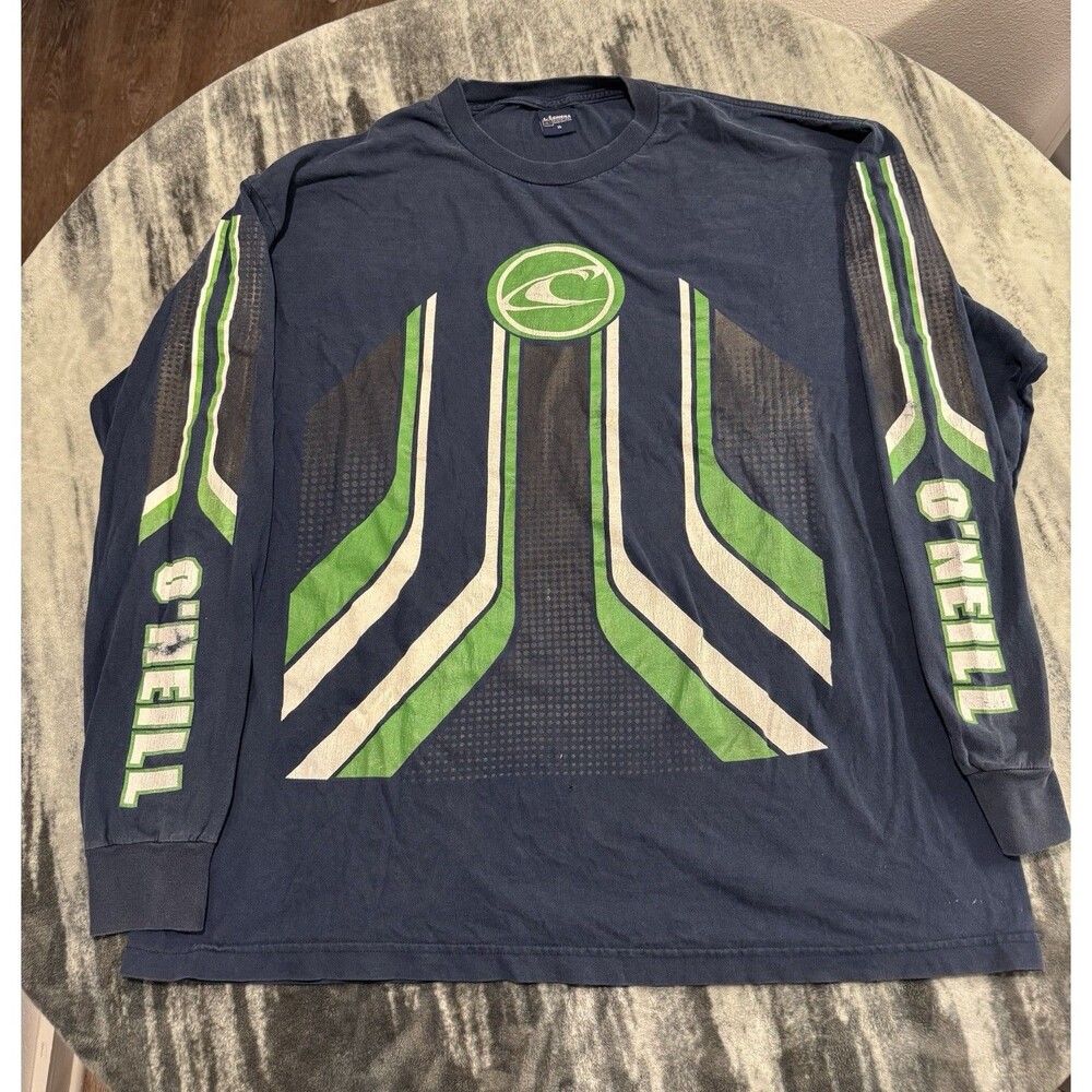 Crazy Vintage Y2K O’Neil Green Blue XL Long-sleeve Surf T Shirt Sleeve Hits !!
